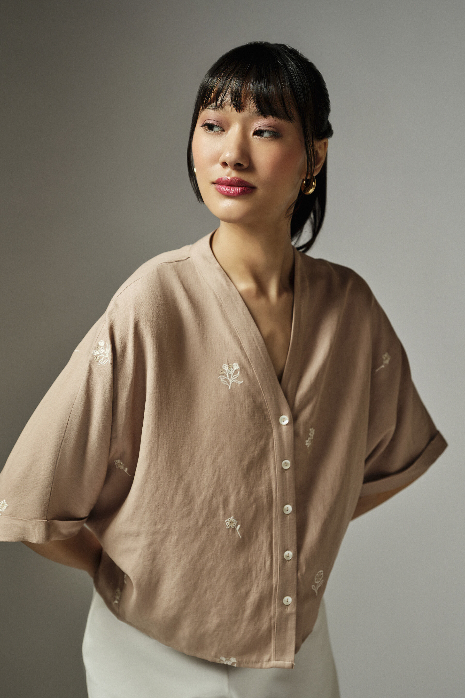 Beige Embroidered Shirt, Beige, image 3